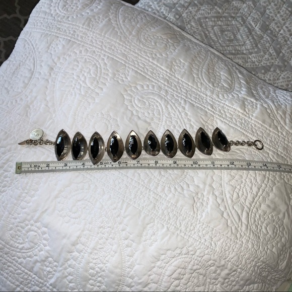 Sterling Silver black c.z. stone necklace - Picture 6 of 14